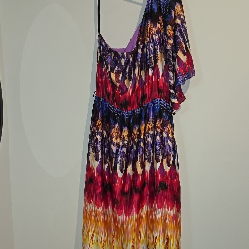 Bisou Bisou Purple and Red Asymmetrical One Shoulder Dress - Picture 5 of 8